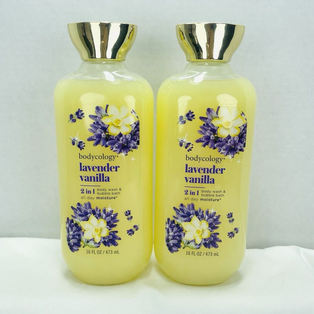 2 Pack BODYCOLOGY Lavender Vanilla 2 In 1 Body Wash And Bubble Bath 16oz